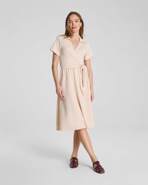 Spanx Airessentials Collared Tie-Waist Midi Dress - Natural