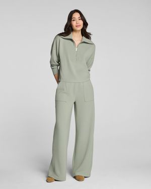 Spanx Airessentials French Rib Wide Leg Pants - Green