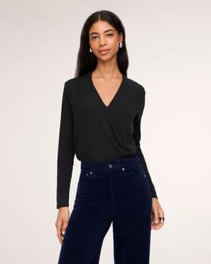Spanx Cashknit Long Sleeve Wrap Bodysuit - Blue