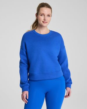 Spanx Boostup Cotton Fleece Crewneck - Blue