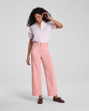 Spanx Shape Authentic 360 Cropped Wide Leg Jeans With Patch Pockets - Pink