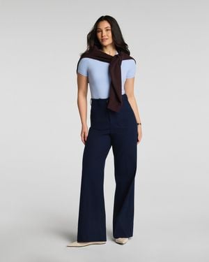 Spanx Supersmooth Stretch Twill Wide Leg Pants With Patch Pockets - Blue