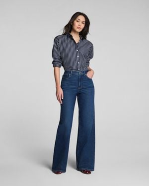 Spanx Shape Authentic 360 Mid-Rise Wide Leg Jeans, Adriatic - Blue
