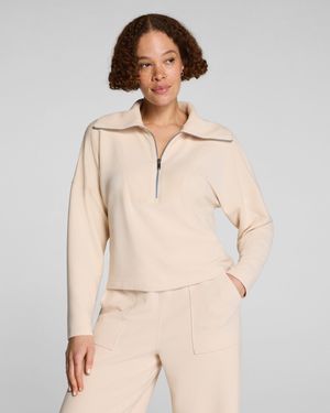 Spanx Airessentials French Rib Half Zip Top - Natural
