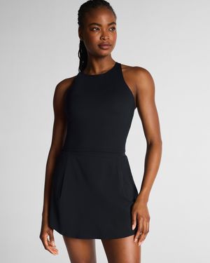 Spanx Bodyline High Neck Cropped Tank Top With Flexform Cups - Blue