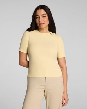 Spanx Ribbed Knit Crewneck T-Shirt - Natural