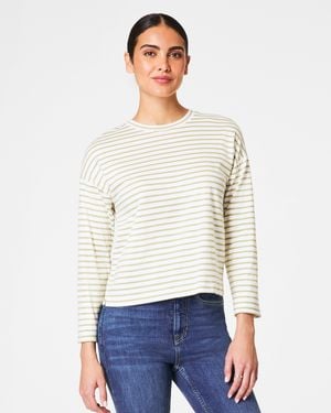 Spanx ® Cotton Long Sleeve Crewneck Top, Stripe - White