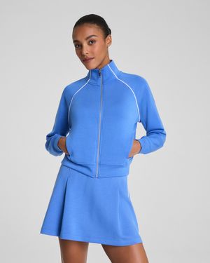 Spanx Airessentials Contrast Piping Track Jacket - Blue