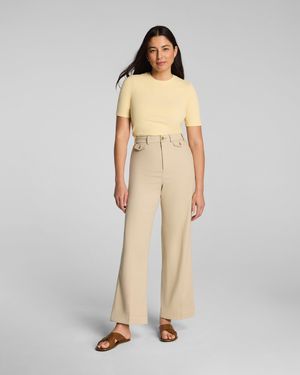 Spanx Supersmooth Stretch Twill Cropped Easy Flare Pants - Natural