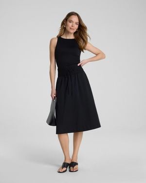 Spanx Poplin Smocked A-Line Midi Skirt - Black