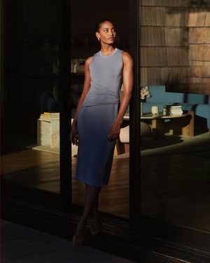 Spanx Airessentials Draped Tank Midi Dress - Black