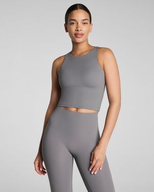 Spanx Bodyline High Neck Cropped Tank Top With Flexform Cups - Gray