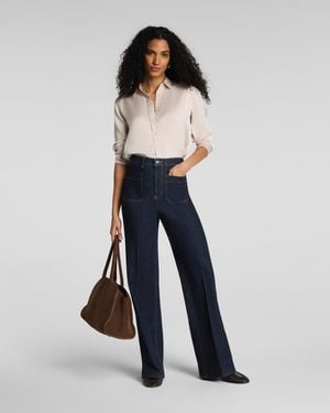 Spanx Shape Authentic 360 Easy Flare Jeans With Patch Pockets, Marina - Blue