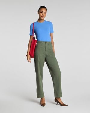 Spanx Supersmooth Stretch Twill Utility Barrel Leg Pants With Patch Pockets - Blue
