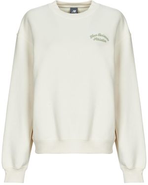 New Balance Felpa Linear Heritage Fleece Crew - Bianco