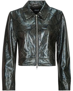 ONLY Leren Jas Onlparis Snake - Zwart