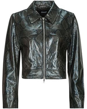 ONLY Leren Jas Onlparis Snake - Zwart