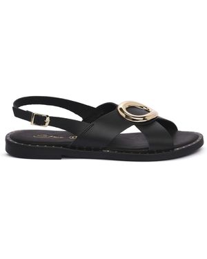 S.piero Sandalen Blk Leather - Zwart