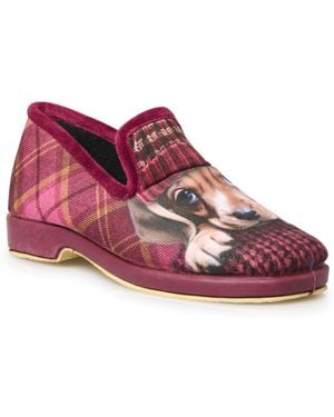 Pediconfort Chaussons Charentaises fantaisie motif chat ou chi - Rose