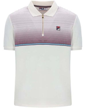 Fila Polo Shirt Korte Mouw Paco Zip Stripe Velour Polo Shirt Gardenia/Fig/Milky - Paars