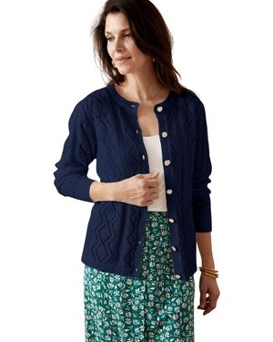 Daxon Gilet Cardigan Maille Fantaisie - Bleu
