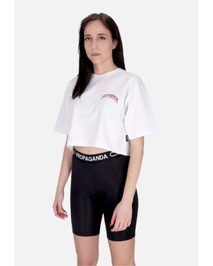 Propaganda T-Shirt Maglietta Corta Donna W Triangle Bengala Crop Top Tee - Blanc