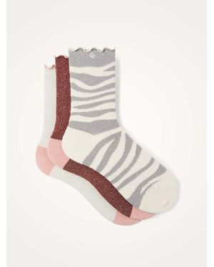 Vanessa Wu Collants & Bas Pack De 3 Chaussettes À Bords Volantés Pack Quinn - Blanc
