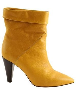 Ba&sh Bottines Boots en cuir jaune - Marron