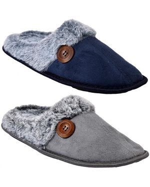 Ozabi Chaussons Pantoufle HOMME SUEDINE MBS01570 PACK DE 2 - Bleu