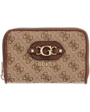 Guess Portefeuille Compagnon Samantha Medium Latte Logo - Métallisé