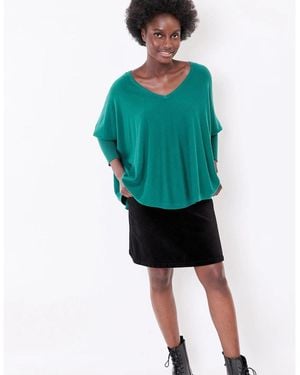 La Fiancee Du Mekong Pull Pull Oversize Maille Col V Lana - Vert