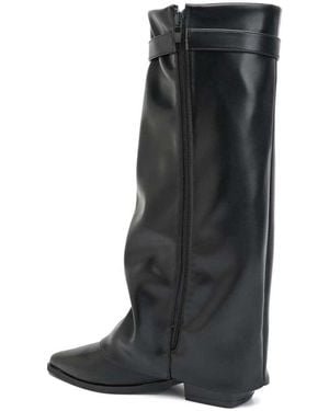 Vera Collection Bottes Bottes À Revers À Bout Pointu Et Boucle Bijou - Noir