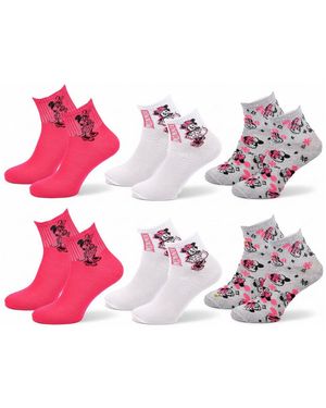Disney Chaussettes Chaussettes Femme Licence Minnie Pack De 6 Quarter 2787 - Rose