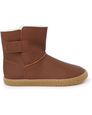 Pisamonas Bottes Neige Bottes Barefoot Fille Cuir Fermeture À Scratch - Marron