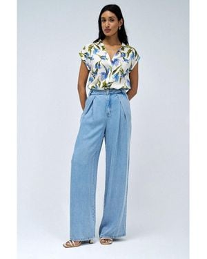 Salsa Jeans Chemise Blouse BIRMINGHAM Motif Floral - Bleu
