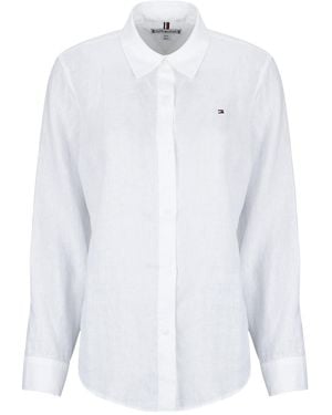 Tommy Hilfiger Camicia Ess Linen Relaxed Ls Shirt - Bianco