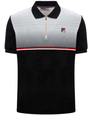 Fila Polo Shirt Korte Mouw Paco Zip Stripe Velour Polo Shirt/Gardenia - Zwart