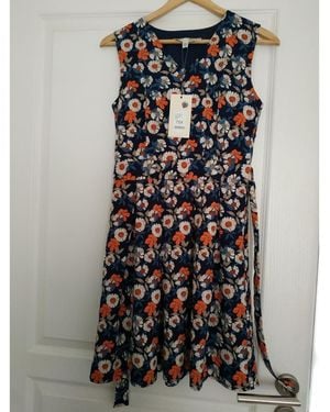 Yumi' Robe Courte Robe À Fleurs - Bleu