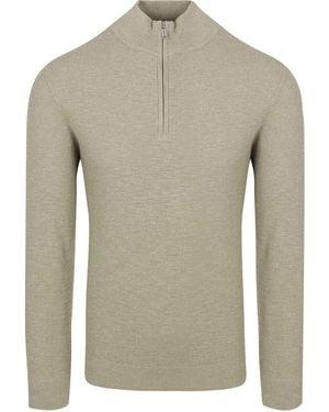 Profuomo Sweat-shirt Pullover Half Zip Structure Vert Mid - Gris