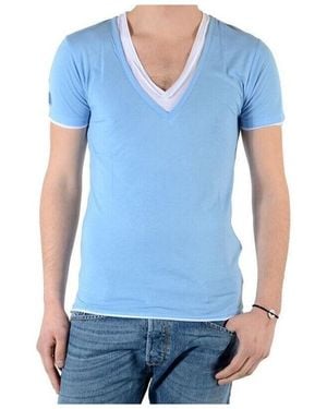 ELEVEN PARIS T-Shirt T-Shirt L2 Basic Double V Ss Azur - Bleu