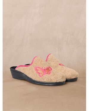 Pediconfort Chaussons Mules brodées - Rose