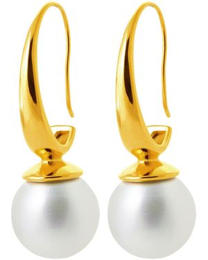 Brillaxis Boucles oreilles Boucles d'oreilles acier perle blanche - Métallisé