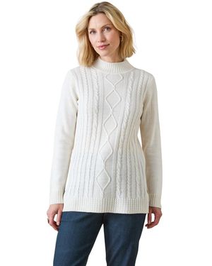 Daxon Pull by - Pull col montant maille torsadée - Blanc