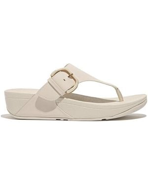 Fitflop Tongs PANTOUFLE LULU RESIN-BUKLE BACK STRAPS CUIR BEIGE - Blanc
