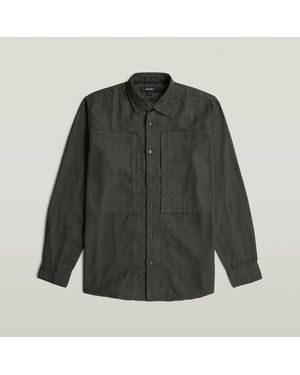 G-Star Overhemd Lange Mouw D26858-E075 Pannel Pkt Reg Shirt-B575 Asfalt - Groen