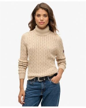 Superdry Pull Col roulé ample avec câble - Neutre