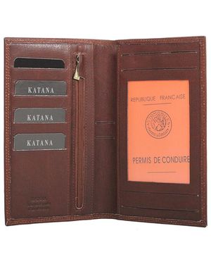 Porte-Chéquier Katana Cuir Vachette Bleu – Élégant & Fonctionnel – Emplacements Cartes, Monnaie, Billets, Stylo !