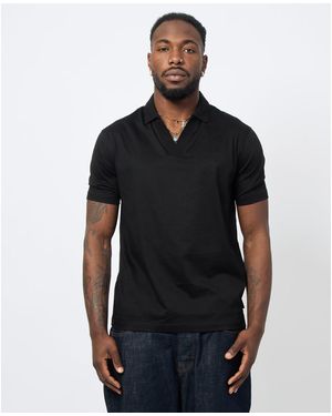 EAX T-shirt Polo AX avec col sans bouton - Noir