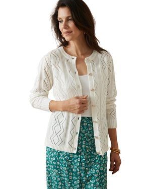 Daxon Gilet by - Cardigan maille fantaisie - Blanc