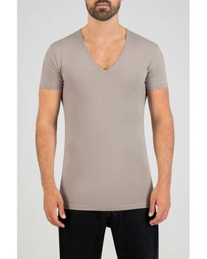 Slater T-Shirt T-Shirts Invisible Stretch Lot De 2 Col-V - Gris